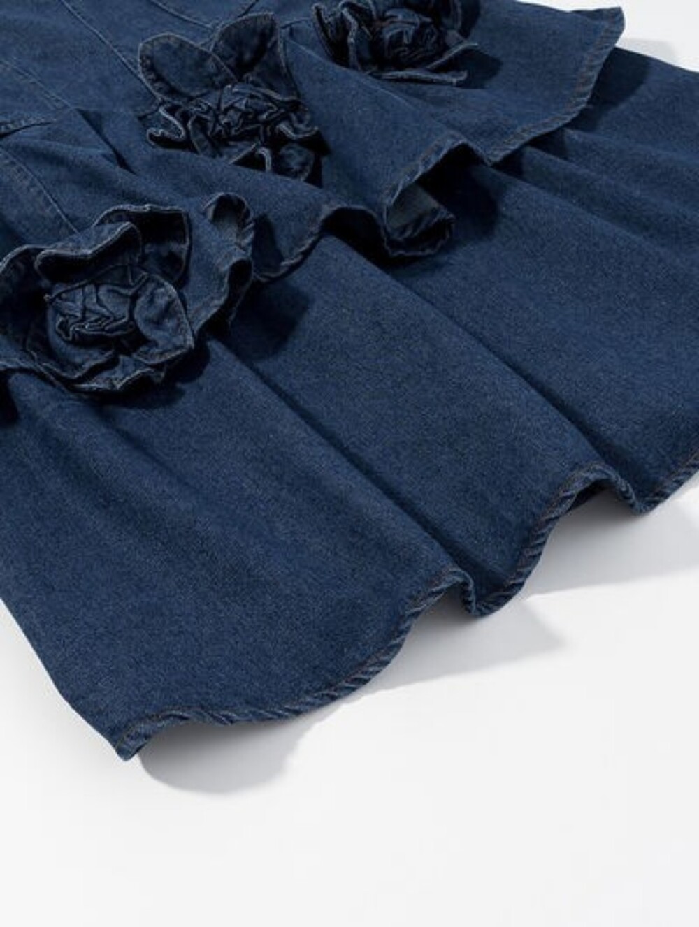 Floral Ruffle Layered Denim Dress - Picture 9 of 9